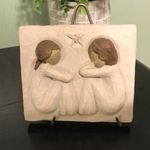 NWOT WILLOW TREE Twin Figurine "Friendship" Wall Plaque With Stand
